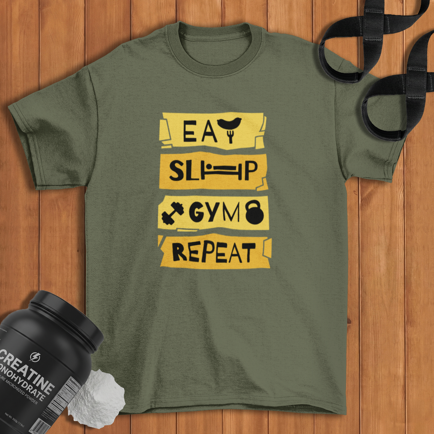 Eat Sleep Gym Repeat Cotton T-shirt