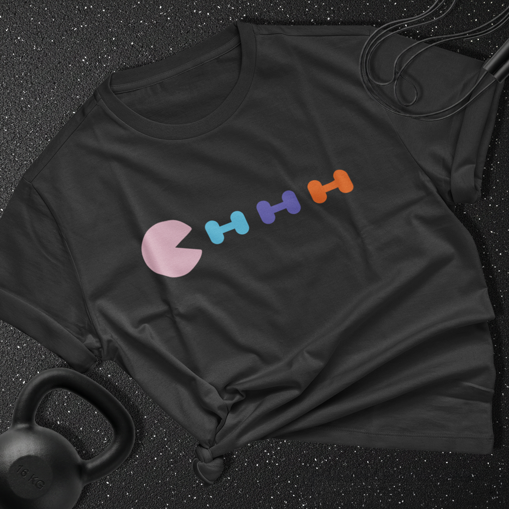 Pac Man Vs Dumbbells Cotton Tee