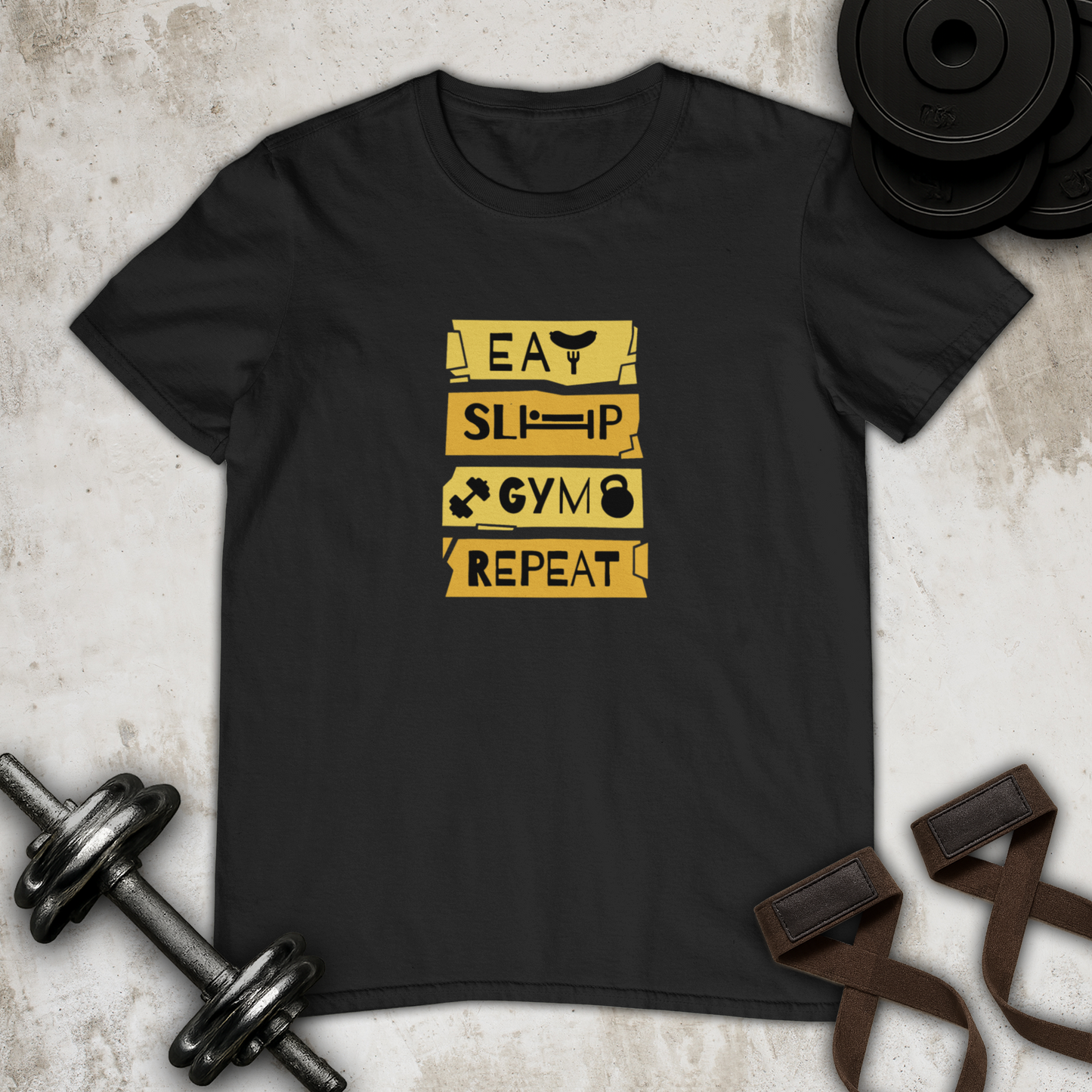 Eat Sleep Gym Repeat Cotton T-shirt