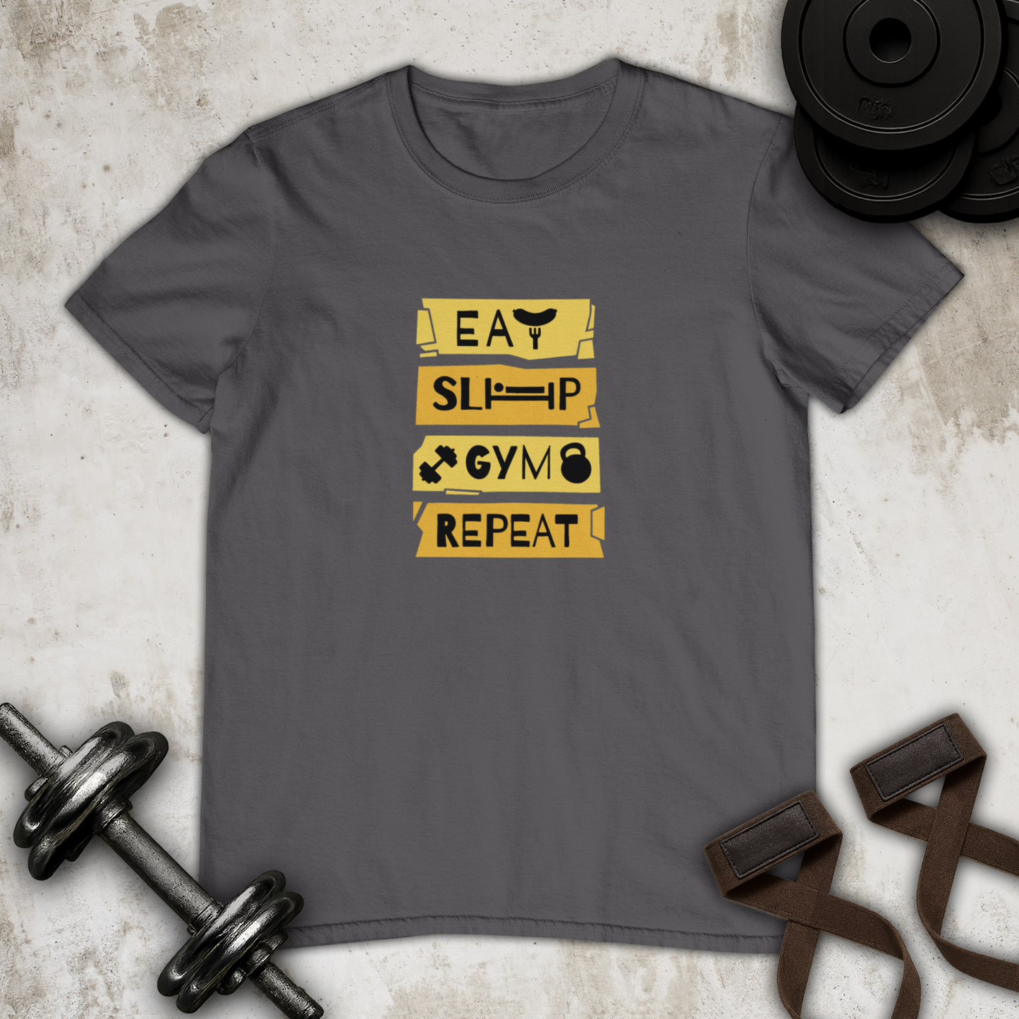 Eat Sleep Gym Repeat Cotton T-shirt