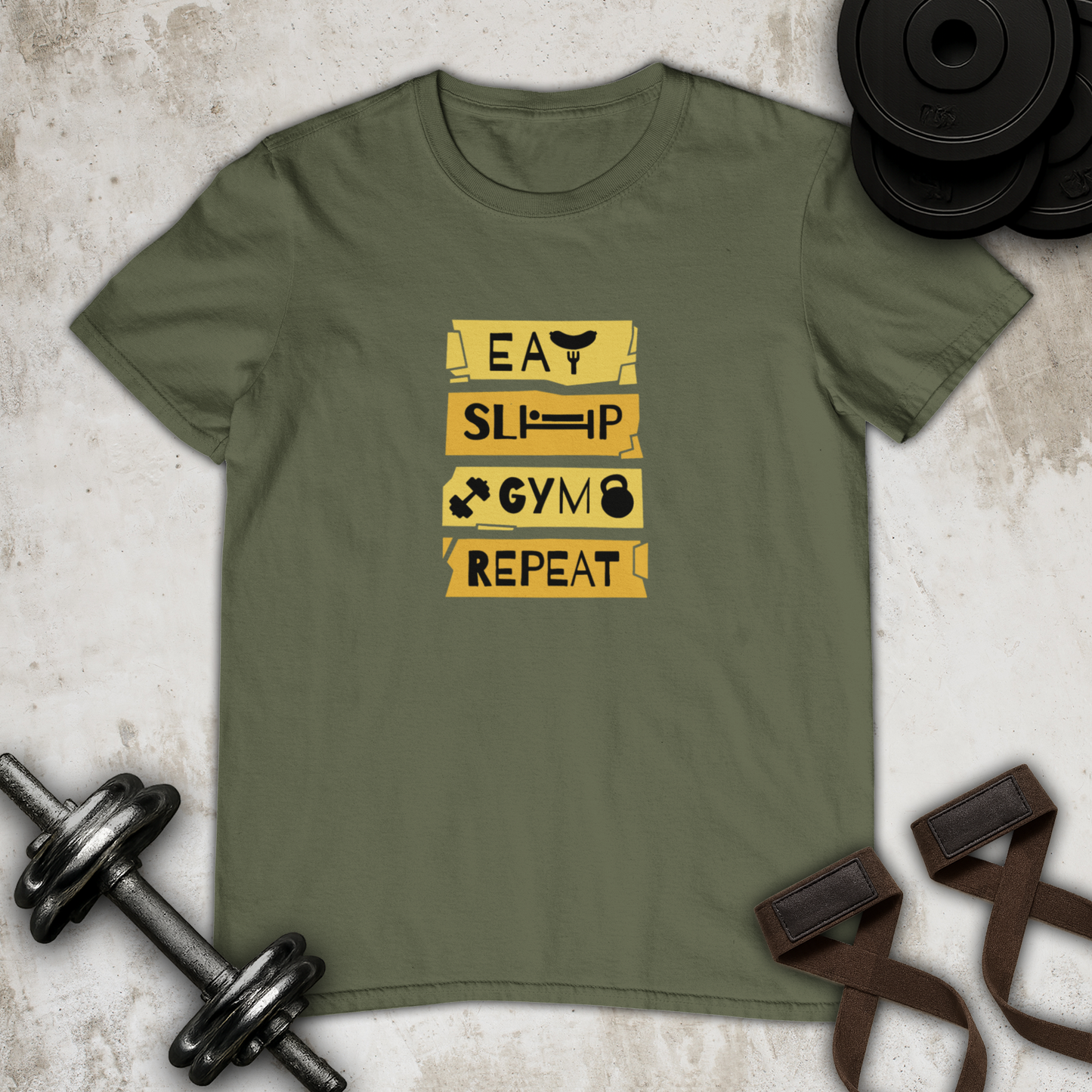 Eat Sleep Gym Repeat Cotton T-shirt