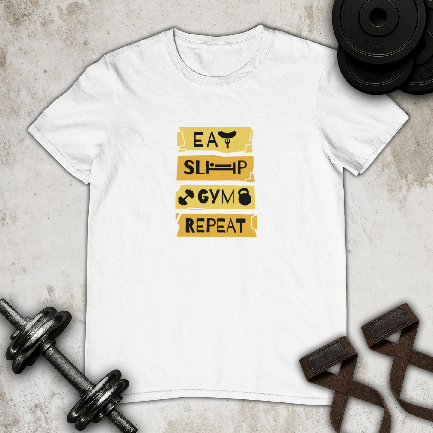Eat Sleep Gym Repeat Cotton T-shirt