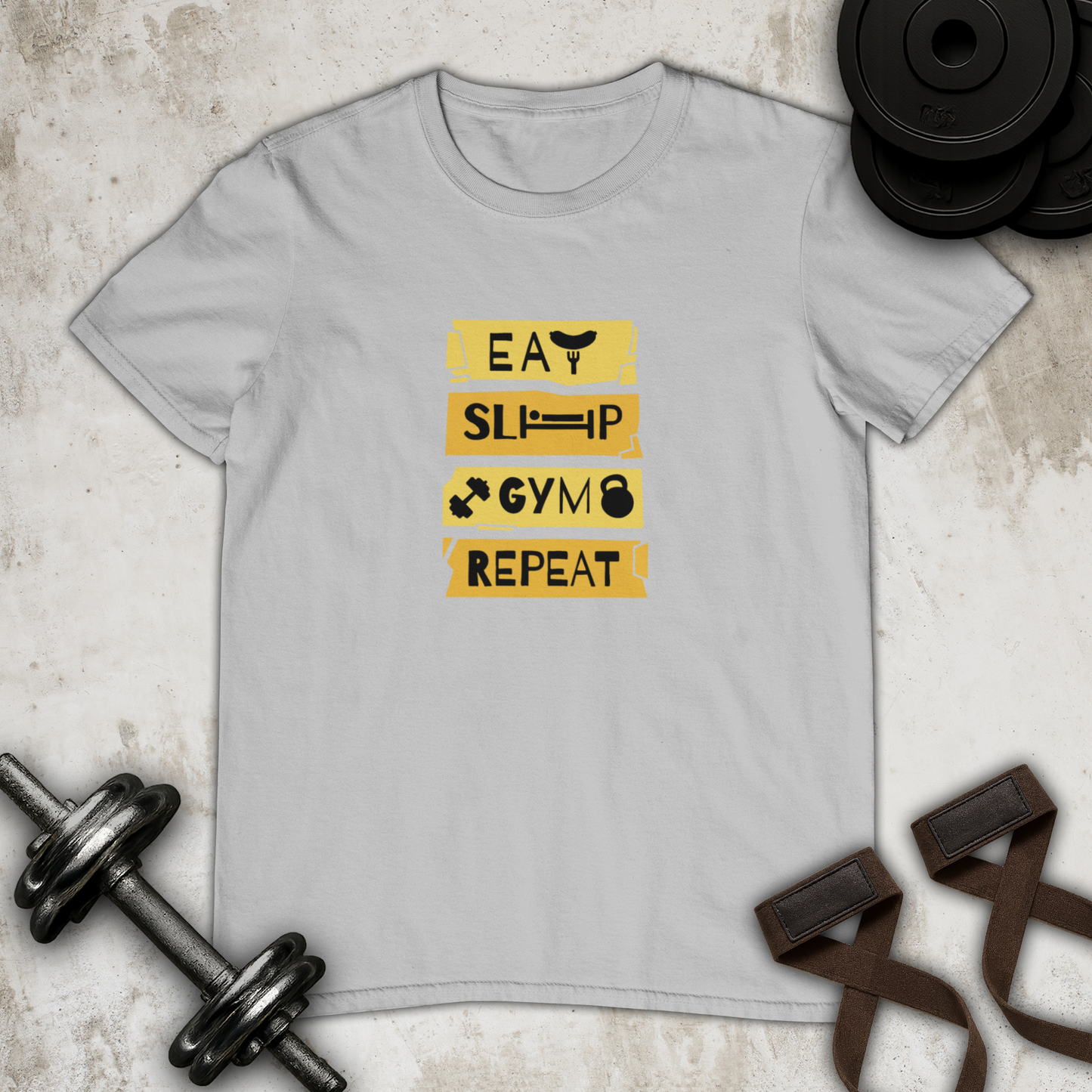 Eat Sleep Gym Repeat Cotton T-shirt