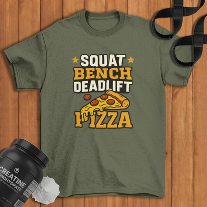 Squat Bench Deadlift Pizza Cotton T-shirt