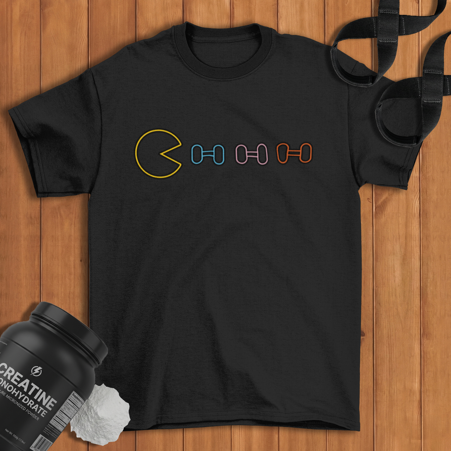 Pac Man Vs Dumbbells Cotton T-shirt