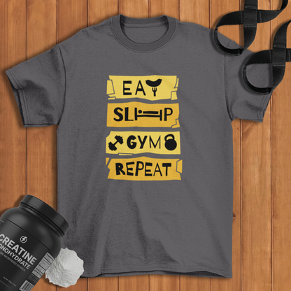 Eat Sleep Gym Repeat Cotton T-shirt