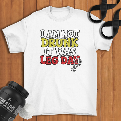 l am not drunk it was leg day Cotton T-shirt