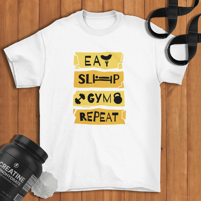 Eat Sleep Gym Repeat Cotton T-shirt