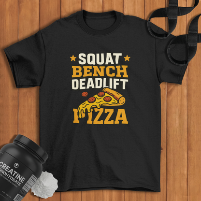 Squat Bench Deadlift Pizza Cotton T-shirt