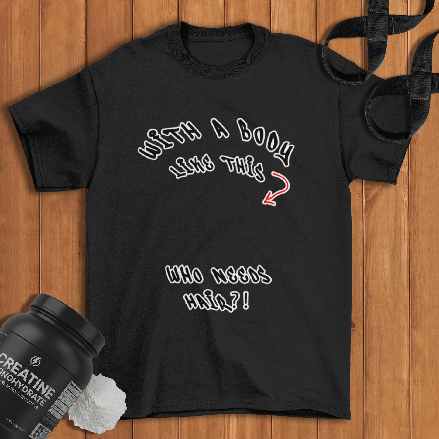 with a body like this who need hair Cotton T-shirt