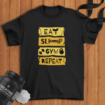 Eat Sleep Gym Repeat Cotton T-shirt