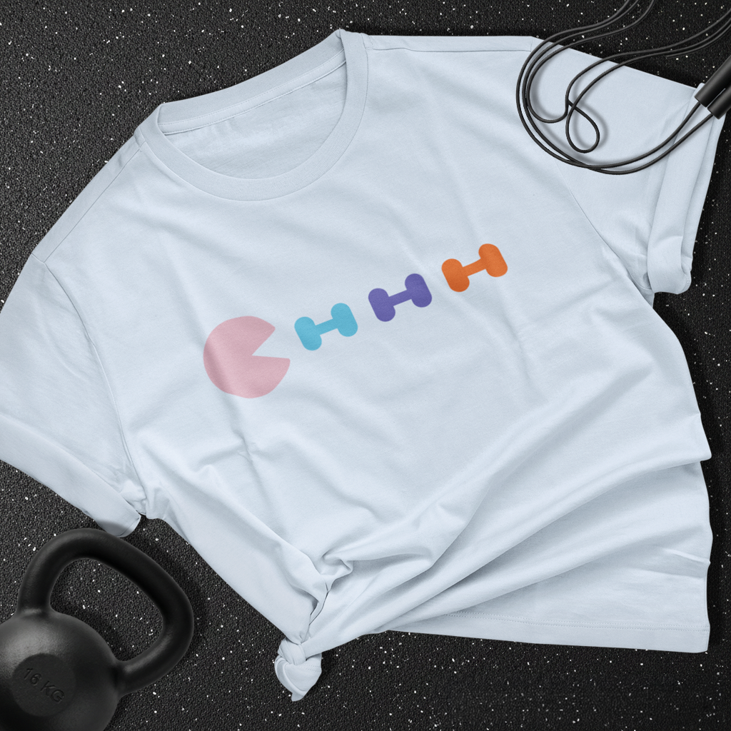 Pac Man Vs Dumbbells Cotton Tee