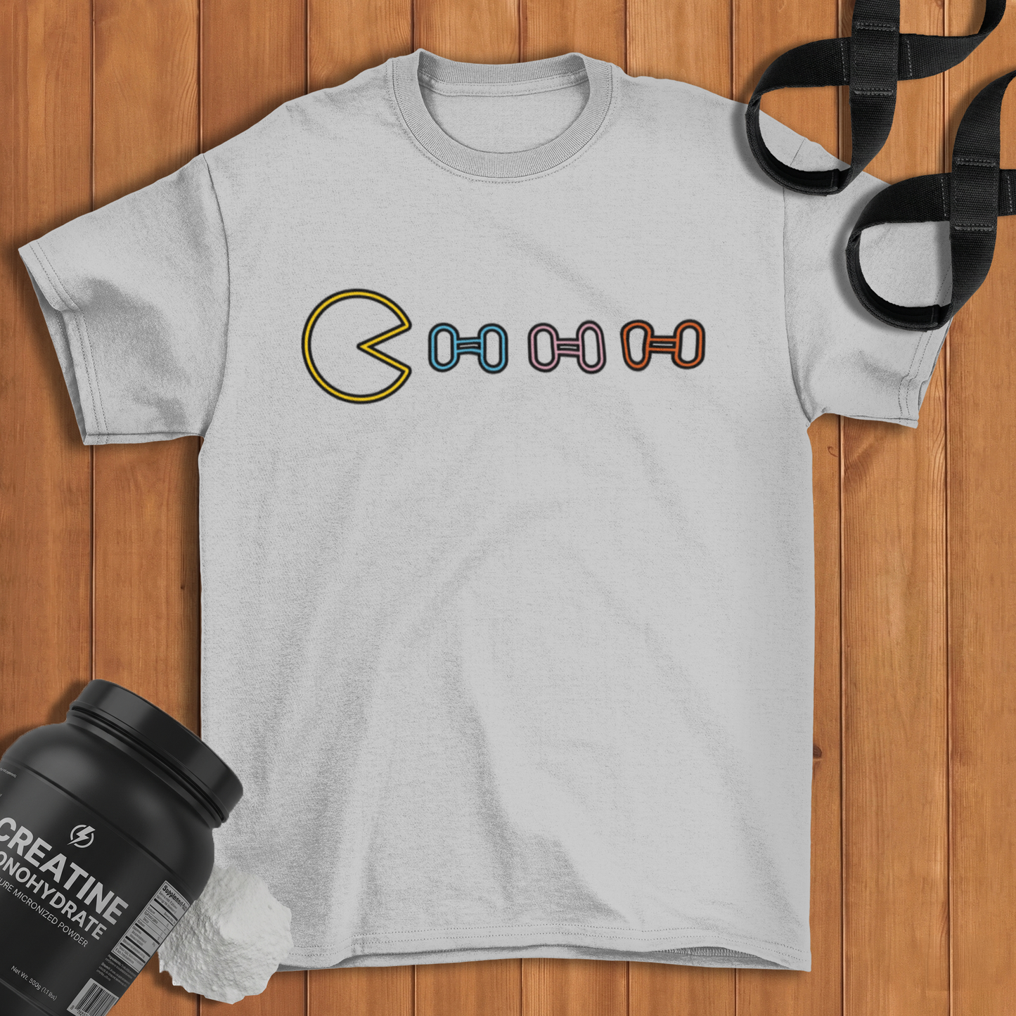 Pac Man Vs Dumbbells Cotton T-shirt