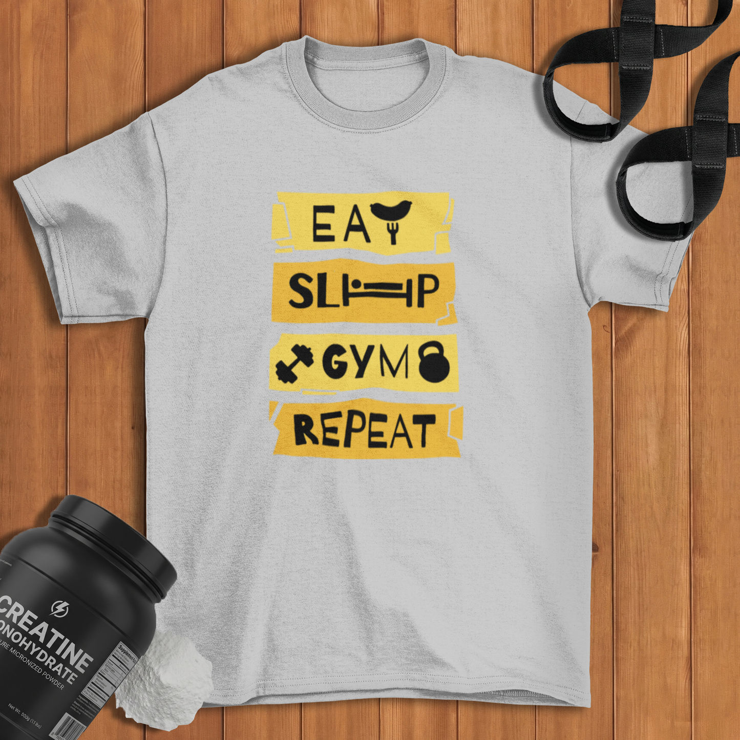 Eat Sleep Gym Repeat Cotton T-shirt