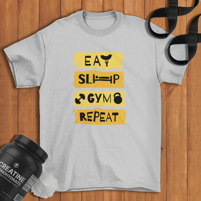 Eat Sleep Gym Repeat Cotton T-shirt