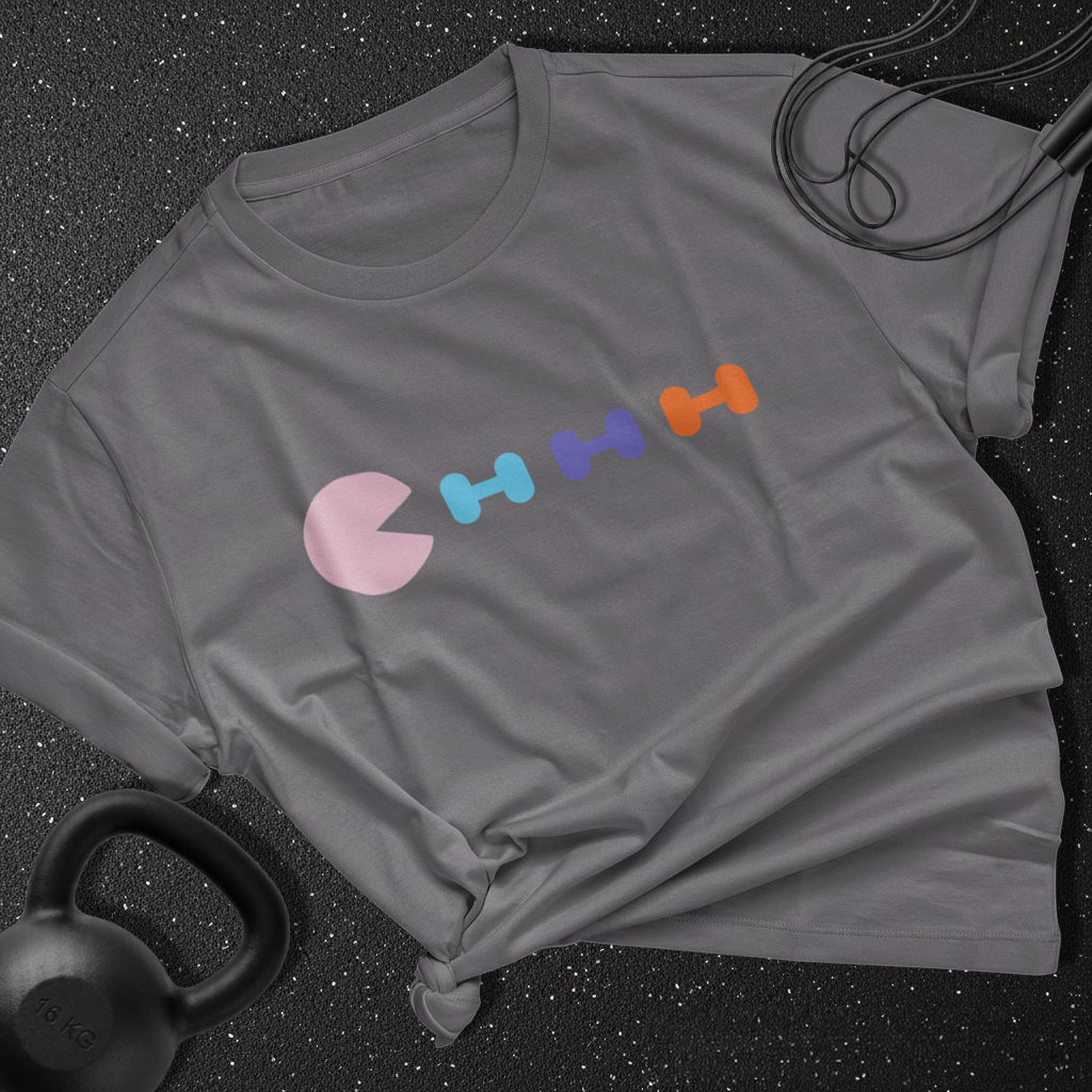 Pac Man Vs Dumbbells Cotton Tee