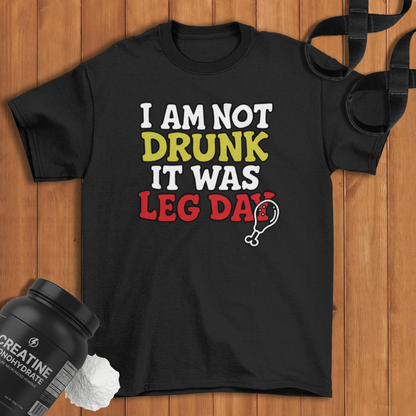 l am not drunk it was leg day Cotton T-shirt