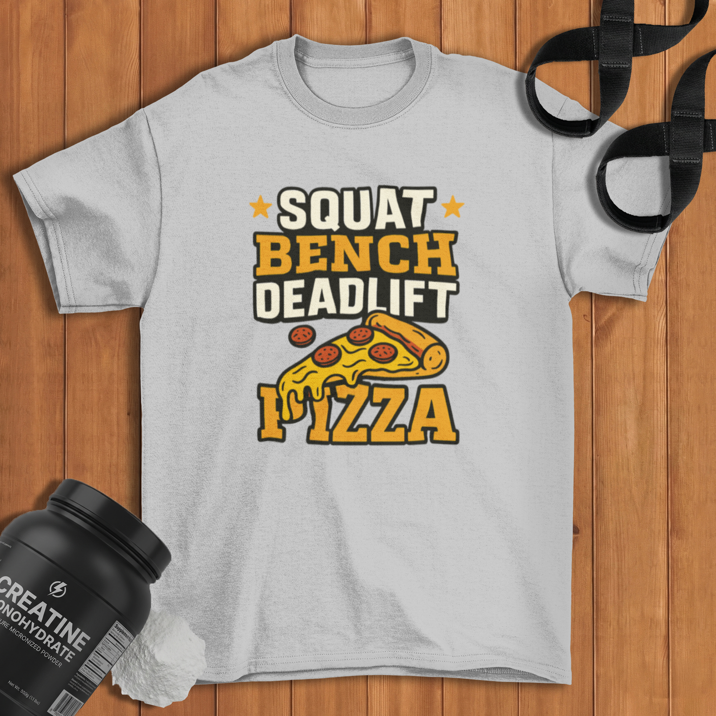 Squat Bench Deadlift Pizza Cotton T-shirt