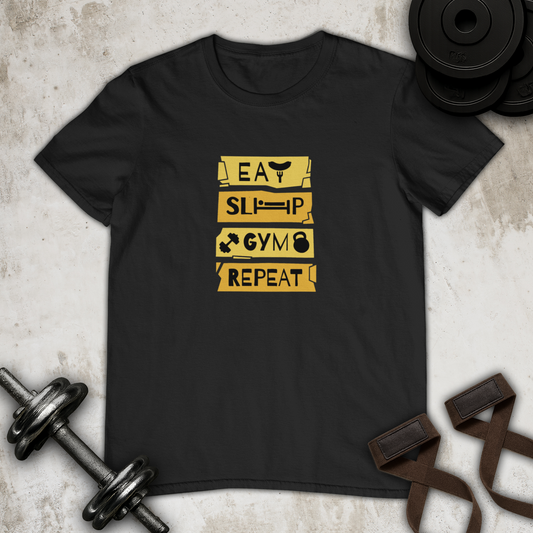 Eat Sleep Gym Repeat Cotton T-shirt