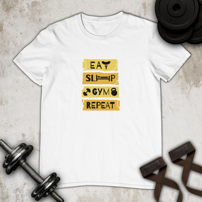 Eat Sleep Gym Repeat Cotton T-shirt