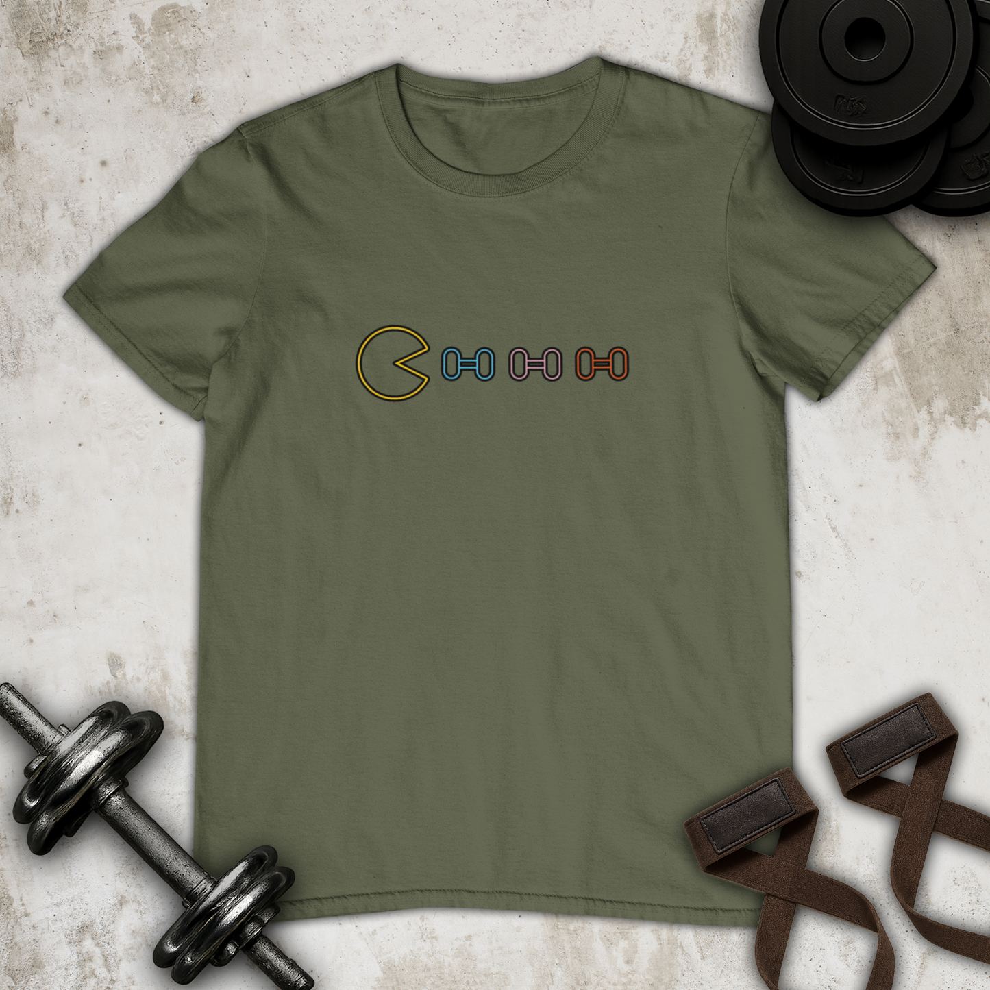 Pac Man Vs Dumbbells Cotton T-shirt