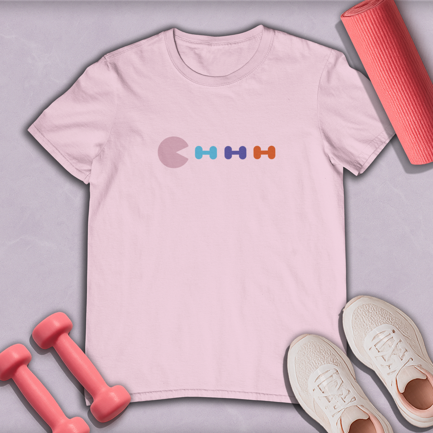 Pac Man Vs Dumbbells Cotton Tee