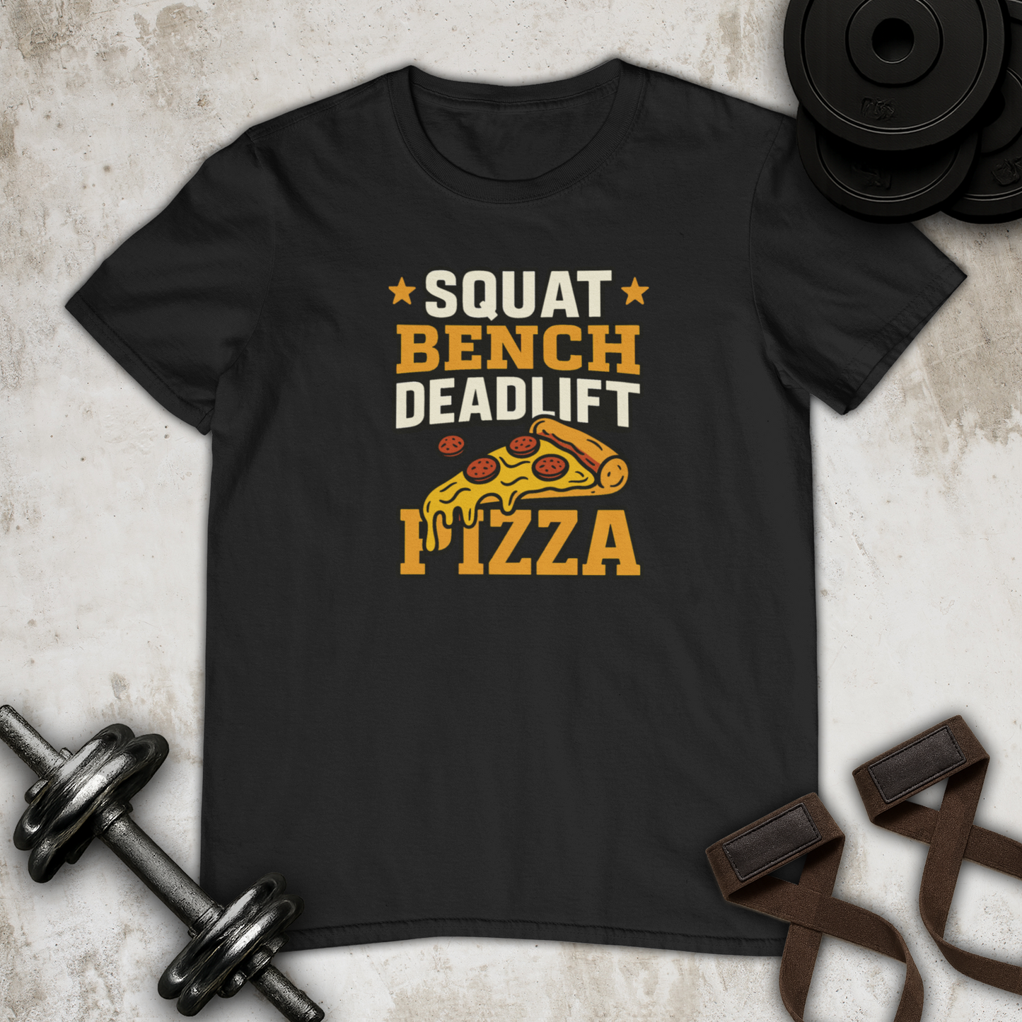 Squat Bench Deadlift Pizza Cotton T-shirt