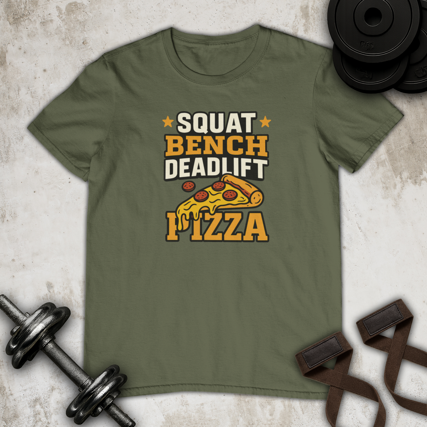 Squat Bench Deadlift Pizza Cotton T-shirt